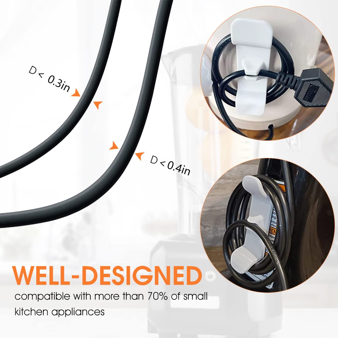 HASTHIP® Cord Organizer for Home Appliance, 2Pcs Self-adhesive Cord Holder Cable Organizer for Home Appliances, Mixer, Blender, Coffee Maker, Pressure Cooker and Air Fryer HASTHIP® Cord Organizer for Home Appliance, 2Pcs Self-adhesive Cord Holder Cable Organizer for Home Appliances, Mixer, Blender, Coffee Maker, Pressure Cooker and Air Fryer